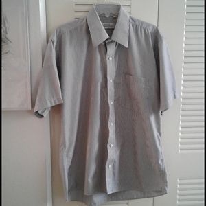 Blue pinstripe Mens short sleeve button down shirt